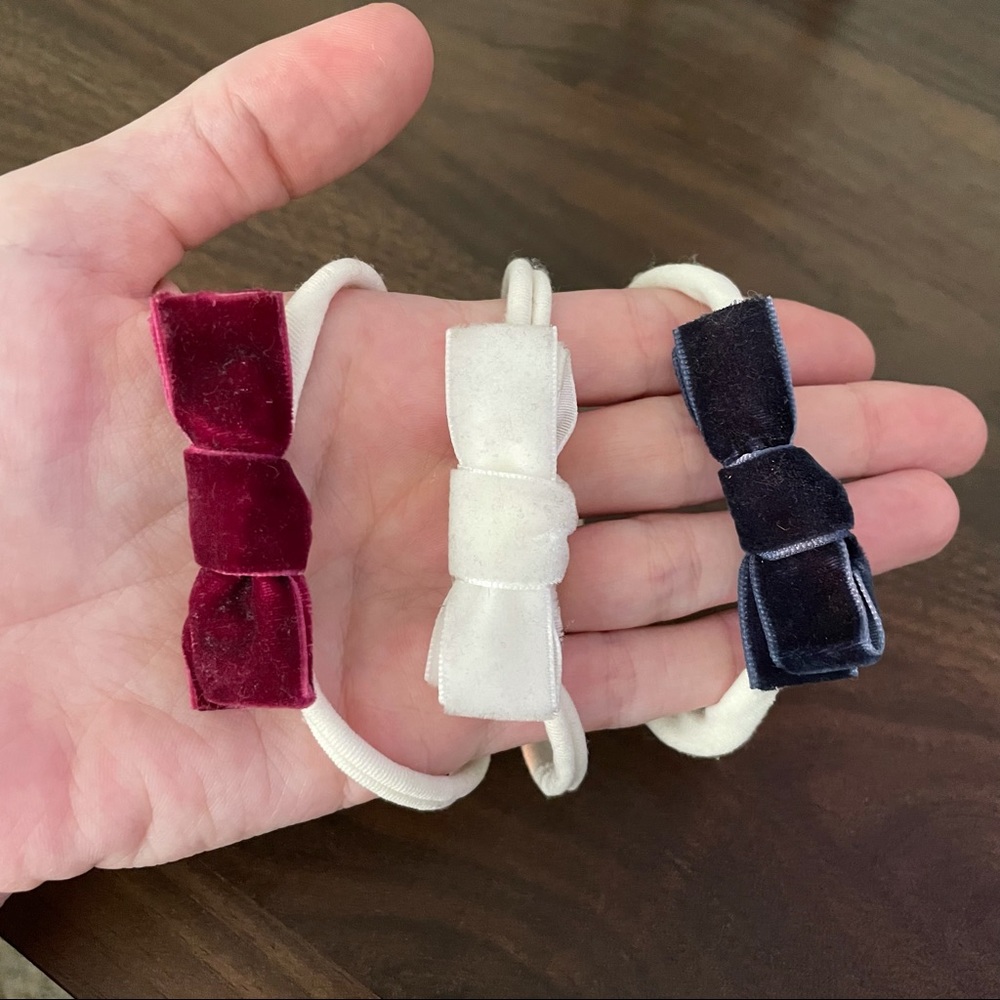 Set of 3 Velvet Infant Bow Headbands